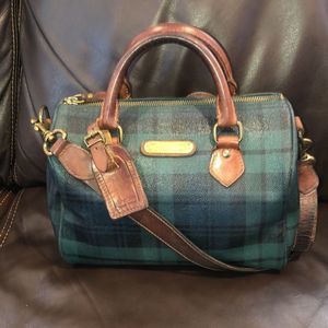 RALPH LAUREN Black Watch Plaid Crossbody Duffle Shoulder Boston Doctor Bag 25cm